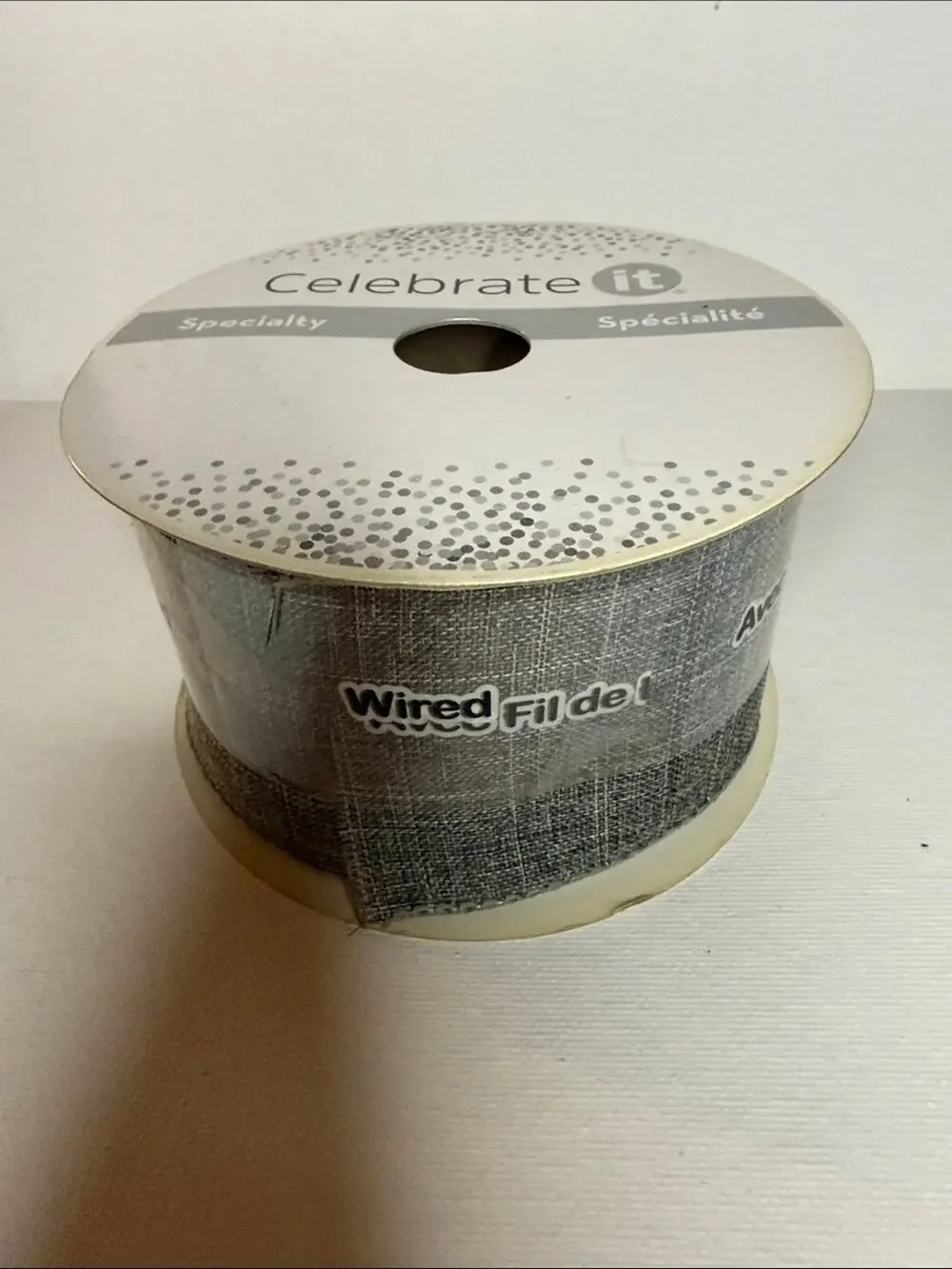 Celebrate It Silver/Gray Wired-Edge Decorative Ribbon Roll